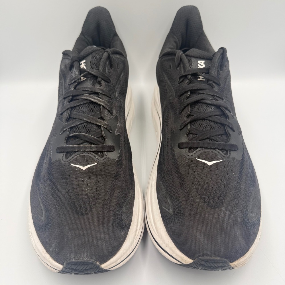 Hoka One One Clifton 10 Men Size 12.5 Running Shoes Sneakers 1162030 Black White - Picture 6 of 9